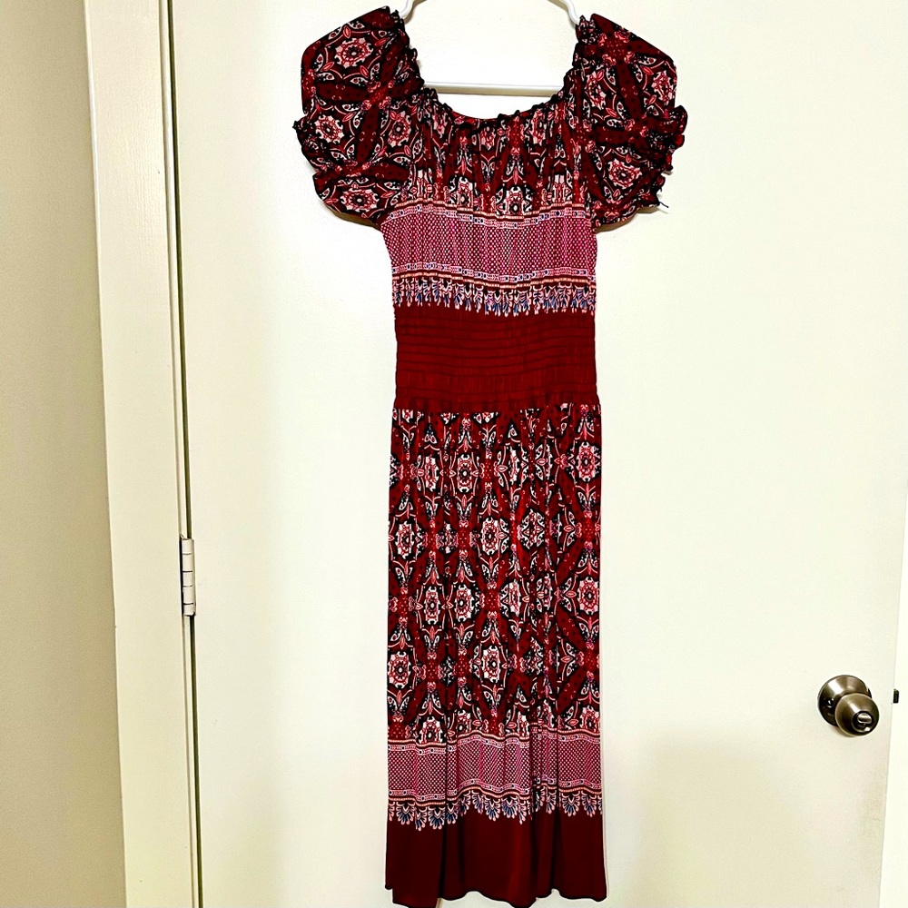 Short sleeves crepe like midi dress